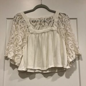 We the Free Ivory Lace Crop Top